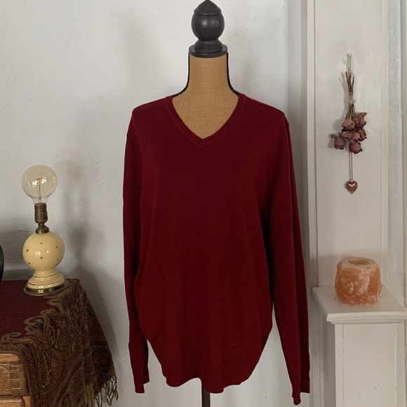 Burgundy Merino Blend Pullover Sweater Large - Picture 2 of 8